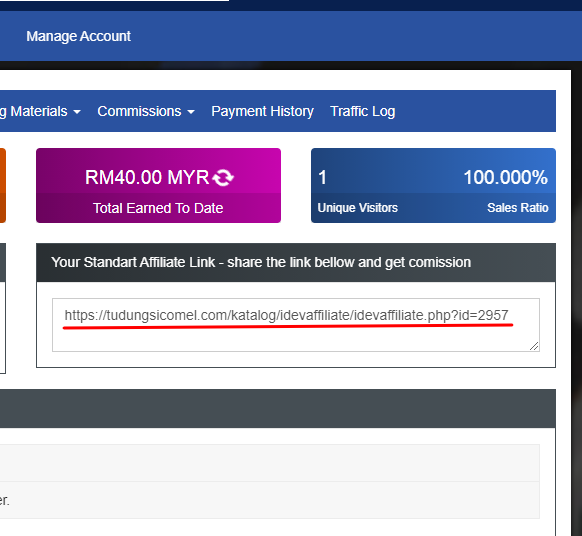Panduan Daftar Anak - Affiliate Recruitment 4 Link affiliate peribadi
