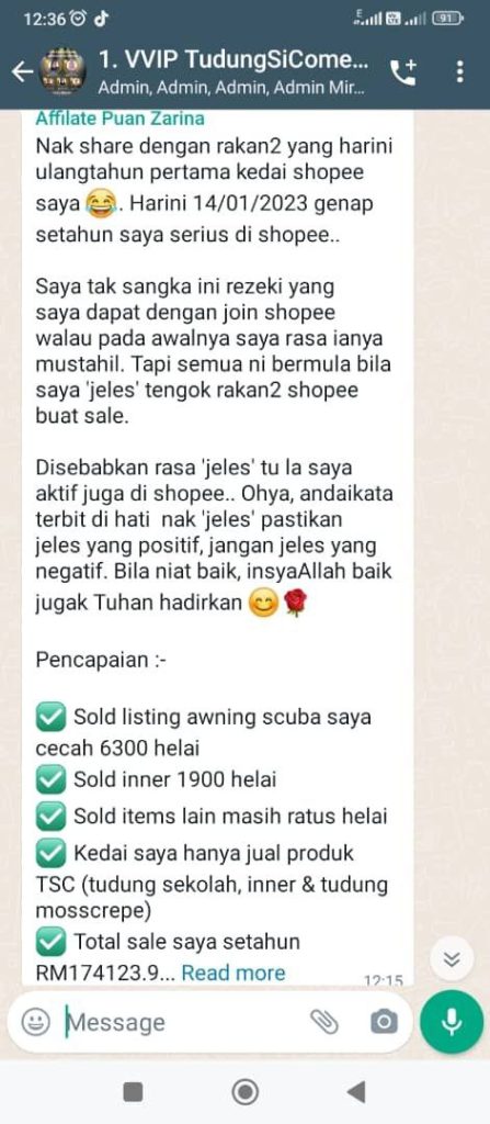 Sale Shopee RM174,123.92 Setahun 1 sale lumayan dari shopee