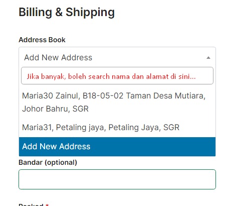 FUNGSI ADDRESS BOOK 3 woocommerce address book tudungsicomel 1