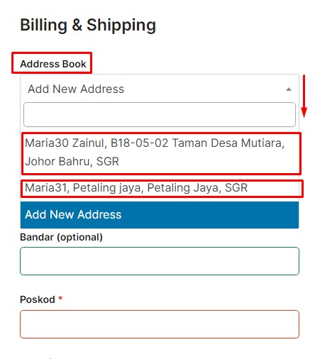 FUNGSI ADDRESS BOOK 2 woocommerce address book tudungsicomel 3