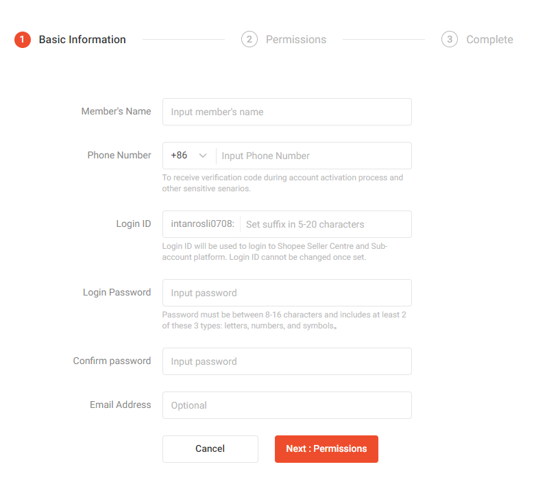 Macam Mana Nak Create Sub Account dan Create Members di Sub Account Shopee 12 SUB 7