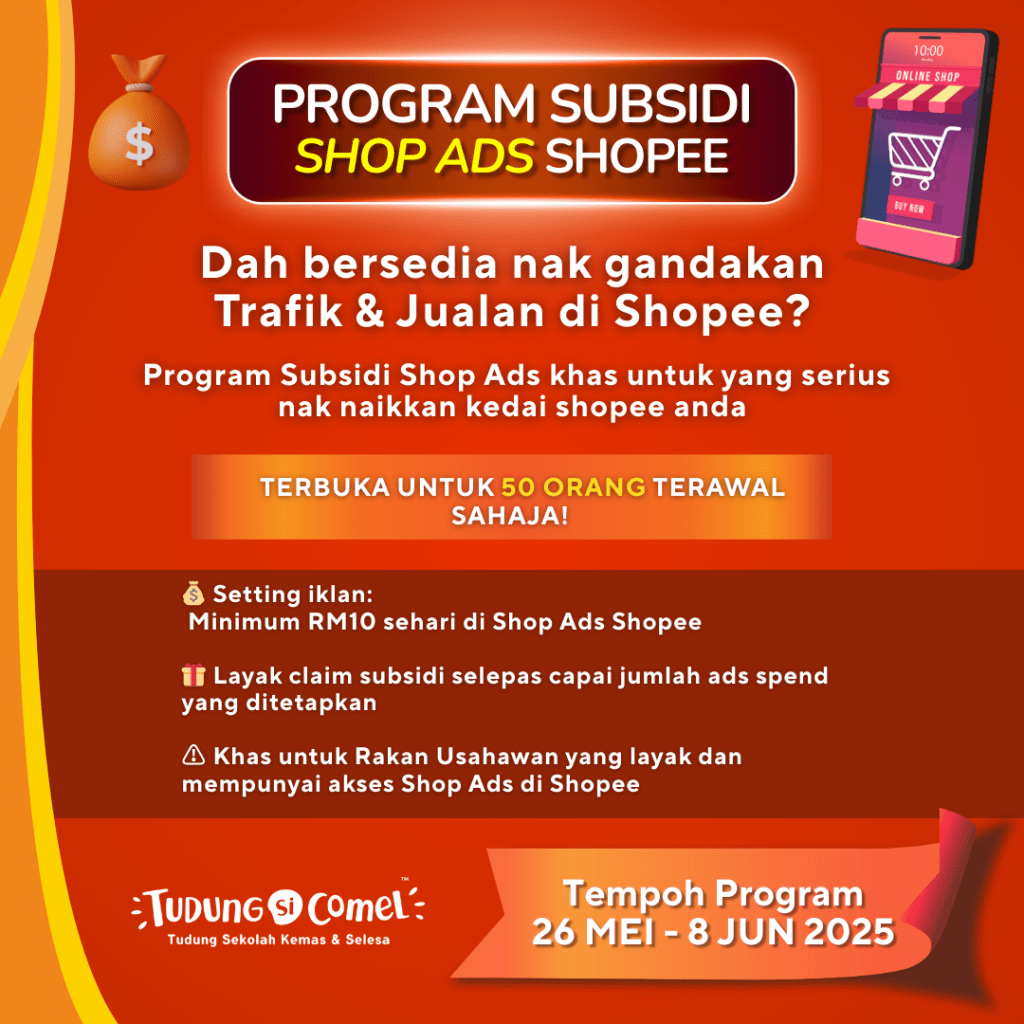 RM70 - Subsidi Shop Ads Shopee TudungSiComel 1 SUBSIDI ADS DAN LIVE HOSTS