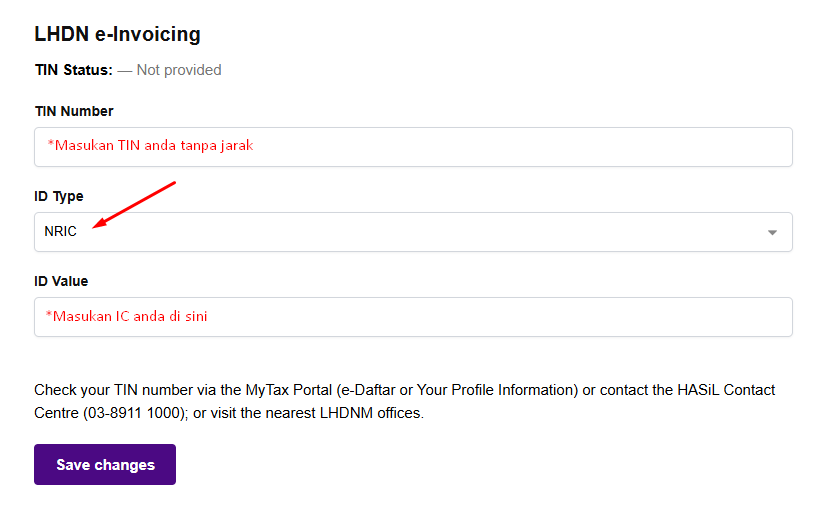 Panduan Kemaskini Nombor TIN 4 My Account TIN
