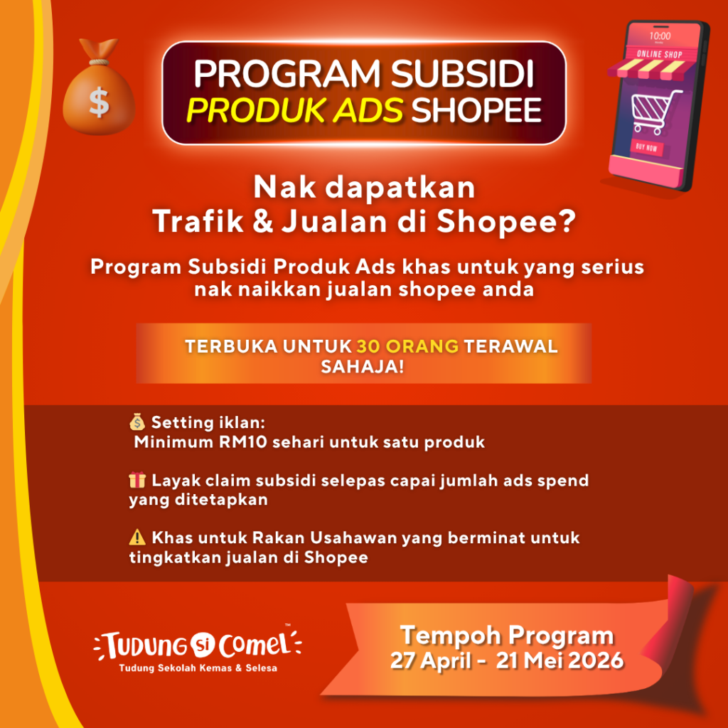 RM70 - Subsidi Produk Ads Shopee TudungSiComel April 1 SUBSIDI ADS DAN LIVE HOSTS 2